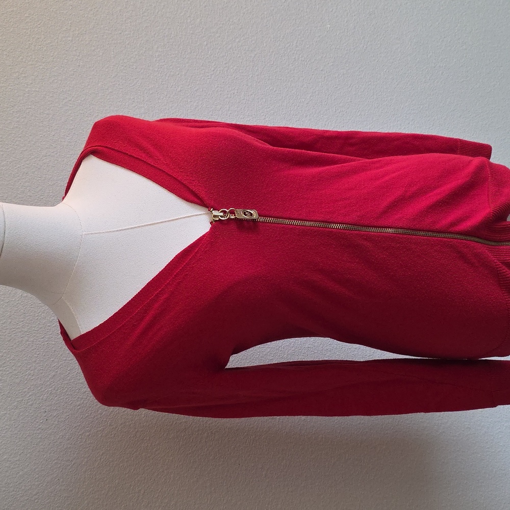 Michael Kors Vibrant Zip Red Cardigan